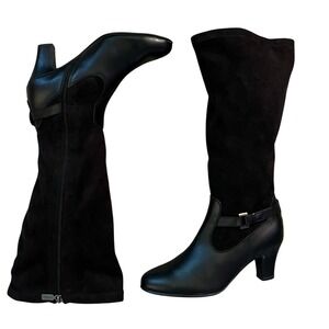 Blondo Black Suede Leather Waterproof Knee High Heel Boots Size 9‎